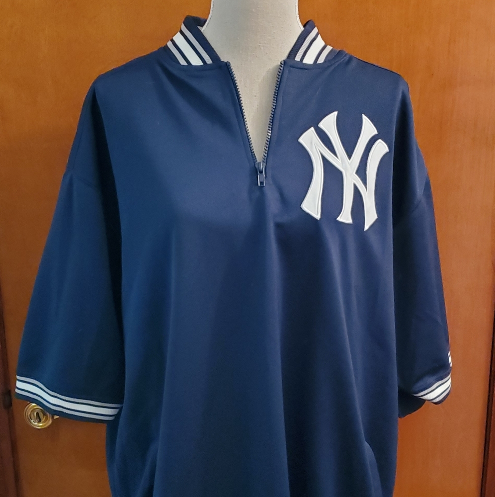 NWOT Mens Stitches NY Yankees Half-zip Pullover Short-sleeve Sport Shirt sz XXL